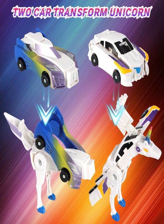 Vingtank Transforming Unicorn Car Toy, Transforming Car Robot Toys, Collision to Magical Unicorns Automatic Deformation of Magnetic Connections Unicorn Toy for Boys and Girls (Blue) - Image 3